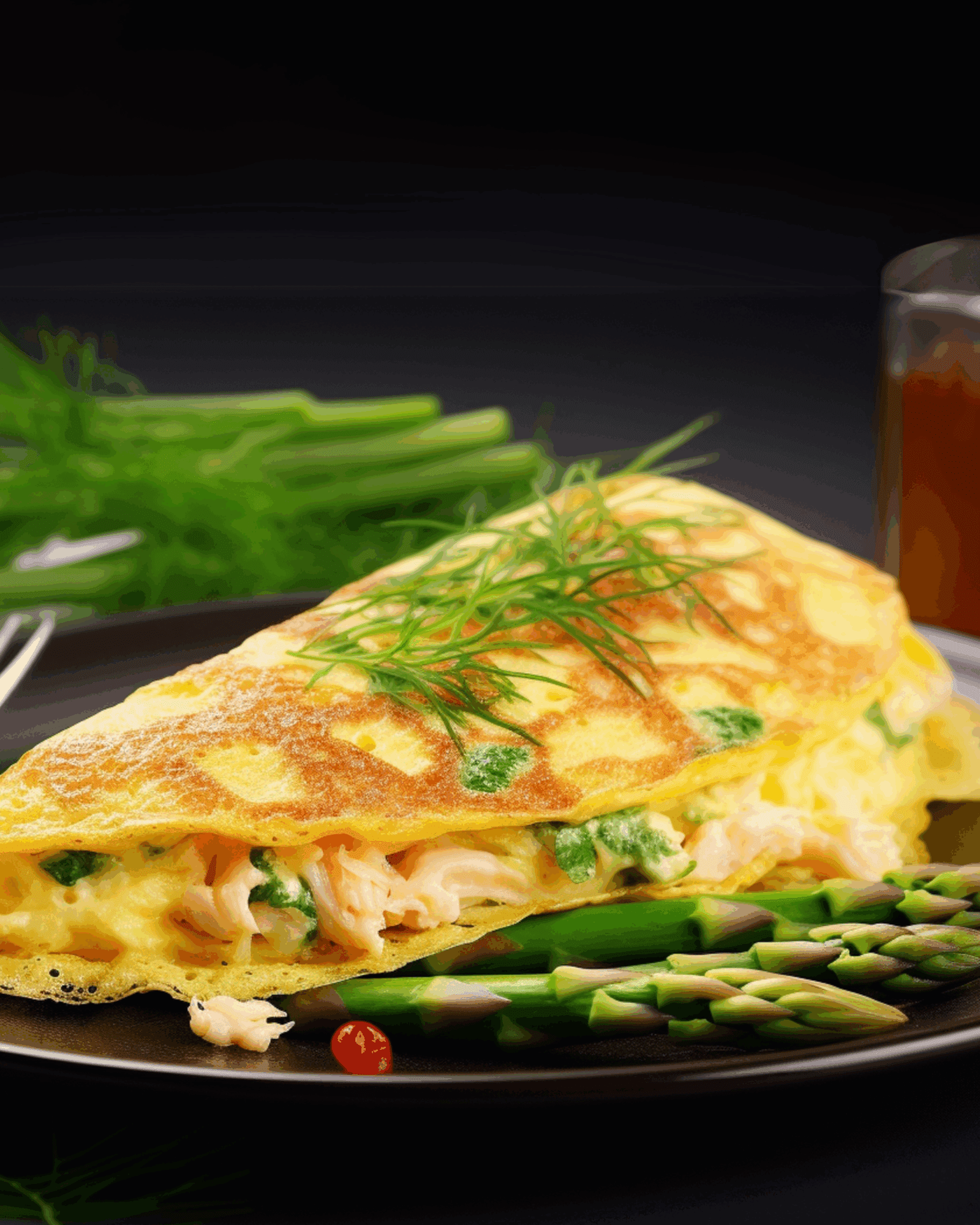 ASPARAGUS OMELETTE WITH PRAWNS/CRAB